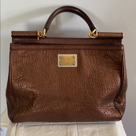 Dolce Gabbana Miss Sicily Metallic Leather Satchel - Picture 1 of 10
